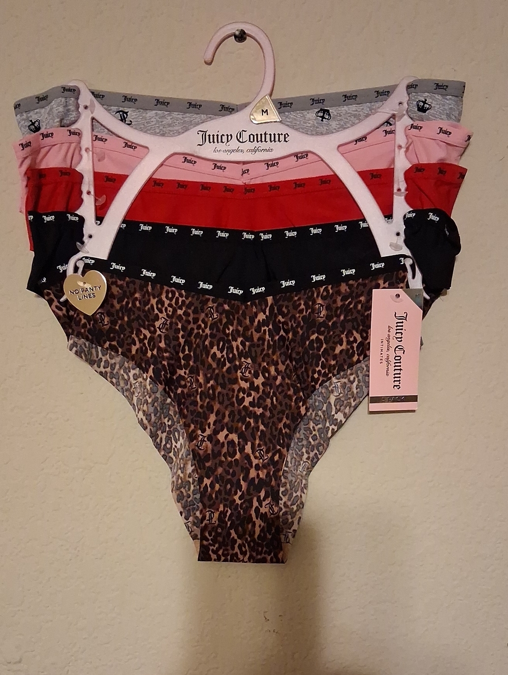 BRAND NEW JUICY COUTURE 5PK PANTY SET FT. 90%NYLON 10%SPANDEX SIZE MEDIUM